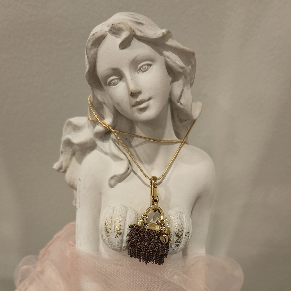 VINTAGE JUICY COUTURE DARK PINK BAG CHARM AND NECKLACE INCLUDED - Picture 2 of 5